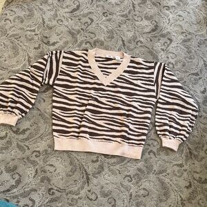 Zebra Print V-Neck Sweater